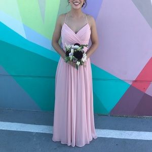 Rose colored Hayley Paige bridesmaid dress